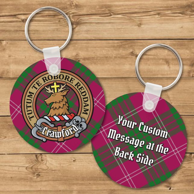 Chaveiro Clan Crawford Crest sobre Tartan (Criador carregado)