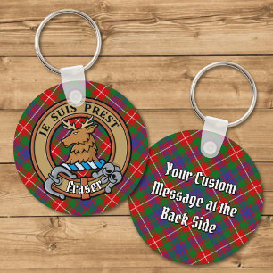 Chaveiro Clan Fraser do Lovat Crest sobre Tartan
