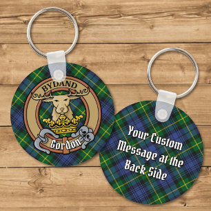 Chaveiro Clan Gordon Crest sobre Tartan