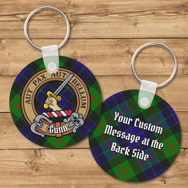 Chaveiro Clan Gunn Crest sobre Tartan (Criador carregado)