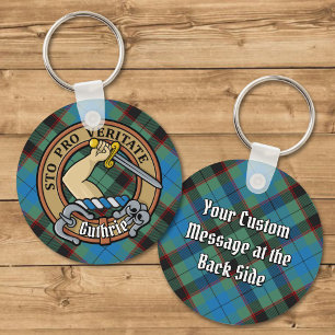 Chaveiro Clan Guthrie Crest sobre Tartan
