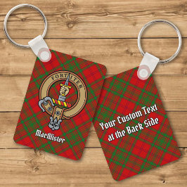 Chaveiro Clan MacAlister Crest sobre Glenbarr Tartan