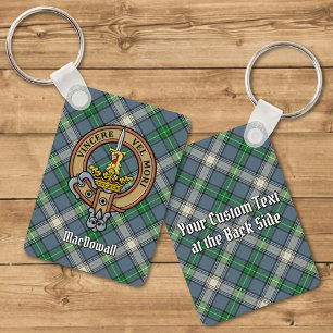 Chaveiro Clan MacDowall Crest sobre Tartan