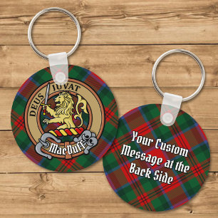 Chaveiro Clan MacDuff Crest sobre Tartan