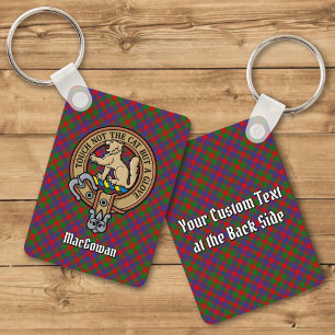 Chaveiro Clan MacGowan Crest sobre Tartan