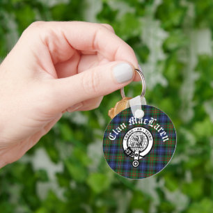 Chaveiro Clan MacLaren Crest Crachá e Tartan personalizável