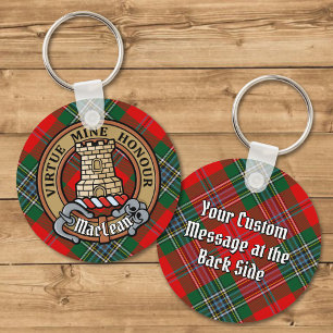 Chaveiro Clan MacLean Crest sobre Tartan