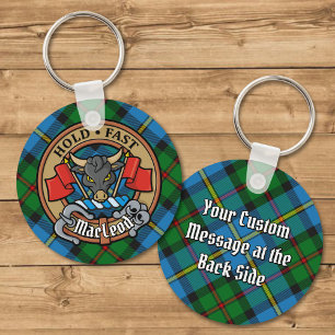 Chaveiro Clan MacLeod Crest sobre caçar Tartan