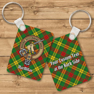 Chaveiro Clan MacMillan Crest sobre Tartan
