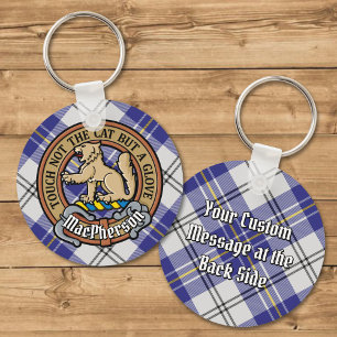 Chaveiro Clan MacPherson Crest sobre Blue Dress Tartan