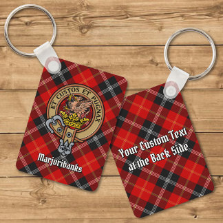 Chaveiro Clan Marjoribanks Crest sobre Tartan