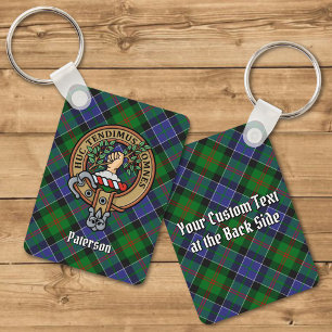 Chaveiro Clan Paterson Crest sobre Tartan