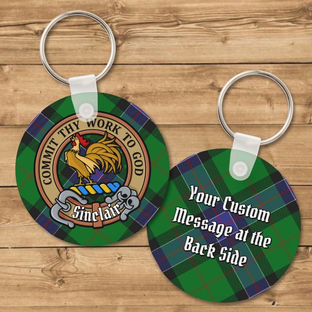 Chaveiro Clan Sinclair Crest sobre a Caça ao Tartan (Criador carregado)