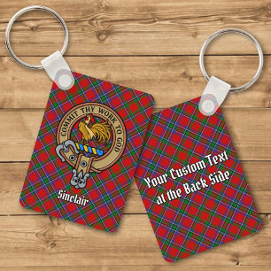 Chaveiro Clan Sinclair Crest sobre Tartan