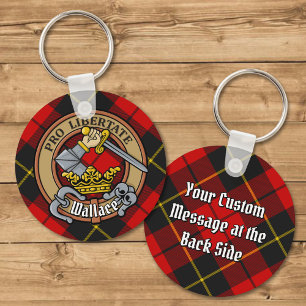 Chaveiro Clan Wallace Crest sobre Tartan