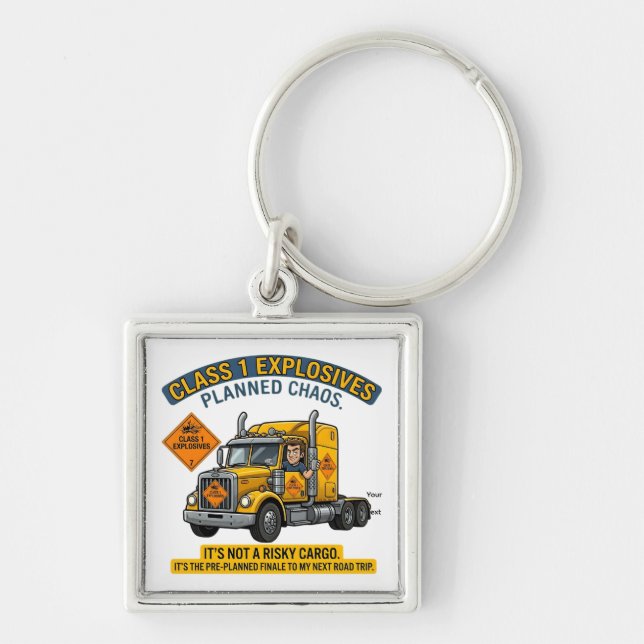Chaveiro Class 1 Explosives Trucker Gift | Funny ADR Hazard (Frente)