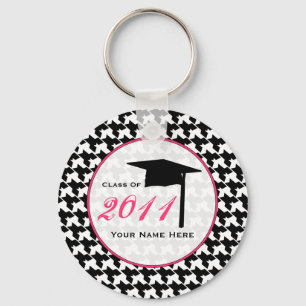 Chaveiro Classe da graduação de 2011 - Houndstooth & rosa