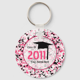 Chaveiro Classe da graduação de 2011 - Splatter do rosa &