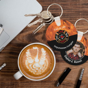 Chaveiro Classe de chamas de bombeiro parabéns Nome