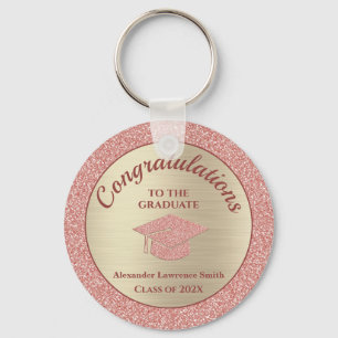Chaveiro Classe de Formando de parabéns 2021 rosa Dourado