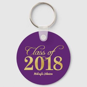 Chaveiro Classe roxa & Dourado elegante da graduação 2018