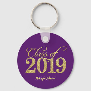 Chaveiro Classe roxa & Dourado elegante do brilho de 2019
