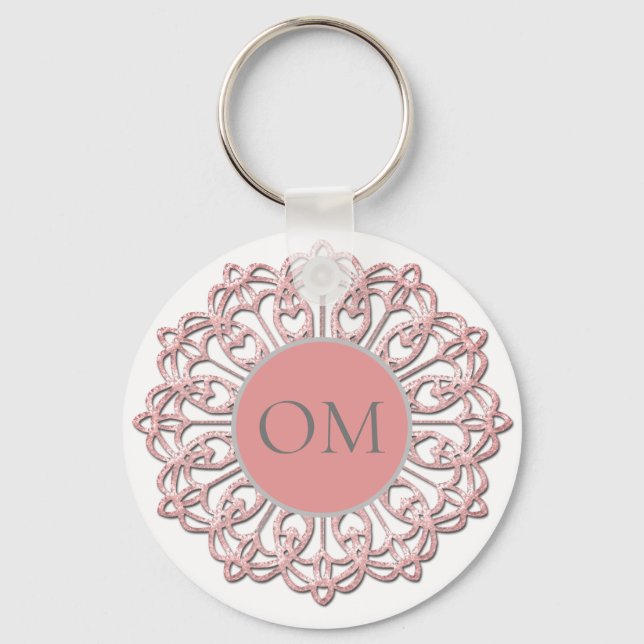 Chaveiro Clássico Blush Pink Mandala OM (Frente)