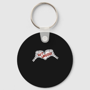 Chaveiro Clássico de coração da mão do esqueleto destruído