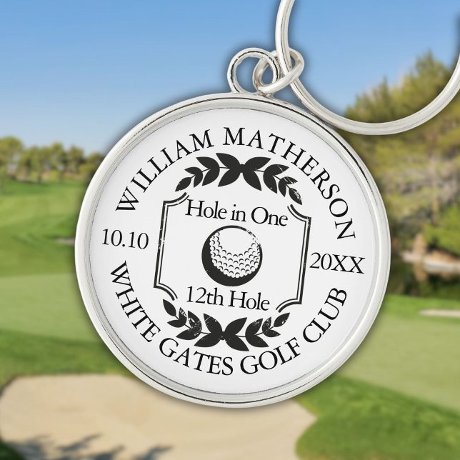 Chaveiro Clássico de Golfe Personalizado Hole in One (Hole in One Classic Personalized Golf Keychain)