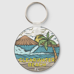 Chaveiro Clearwater Beach Florida Vintage Keychain