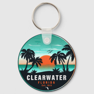 Chaveiro Clearwater Florida Beach Retro Sunset Souvenirs