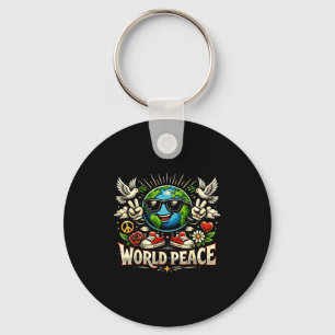 Chaveiro Clic Mundo Vintage Paz Mensagem Amável Uplifting M