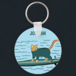 Chaveiro CLIENTE DO Gato de Navegação do MEOWT do Funny Che<br><div class="desc">Comece a festa com este gato surfador. Mão fez arte só para você! Personalize-o com seu nome ou seu próprio texto. Faça um presente de excelente para as crianças pelas suas chaves. Verifique meu compro para mais designs correspondentes e mais produtos como adesivos,  camisetas e muito mais!</div>