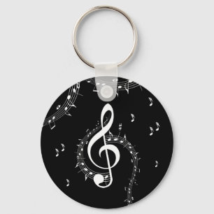 Chaveiro Clima G Clef White Music on Black