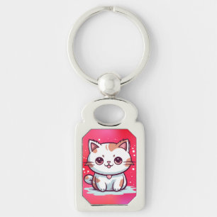 Chaveiro Clipart de Gato Fofo Estilo Kawaii
