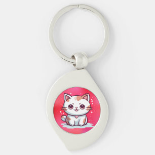 Chaveiro Clipart de Gato Fofo no Estilo Kawaii