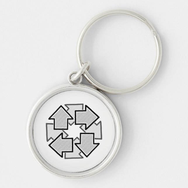 Chaveiro Clockwise Arrows Minimal Geometric White Variant 1 (Frente)