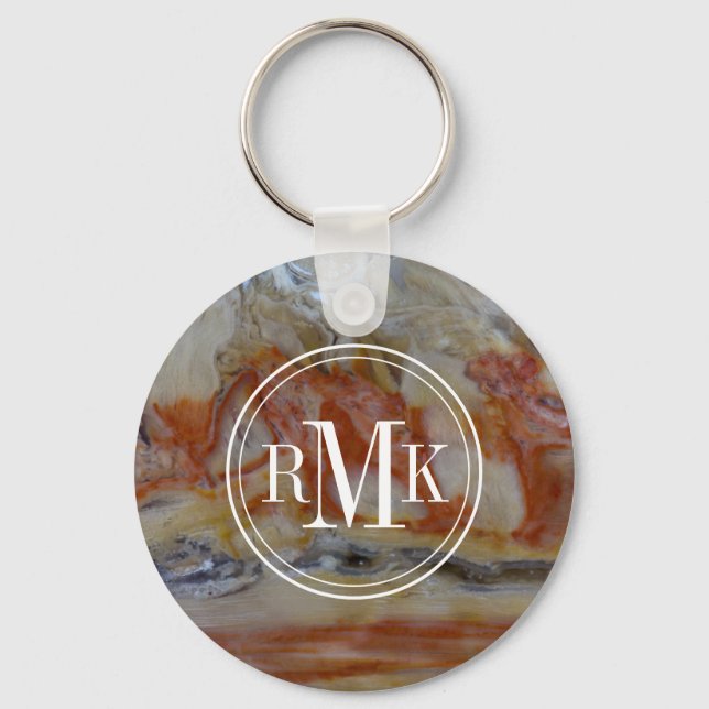 Chaveiro Close Up de Madeira Petrificada (Frente)