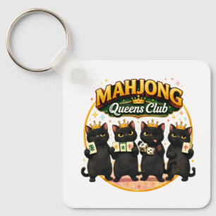 Chaveiro Clube das Rainhas do Mahjong Gatos Pretos Fofos