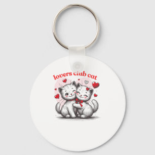 Chaveiro Clube de Amantes de Gatos Ilustração Estética Fofa
