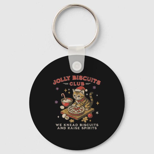 Chaveiro Clube de Biscoitos Alegres _ Gatinho de Natal Vint (Frente)