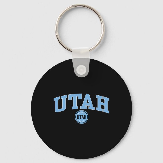 Chaveiro Clube de Hóquei de Utah Arco Sobre Cinza Nhl Licen (Frente)