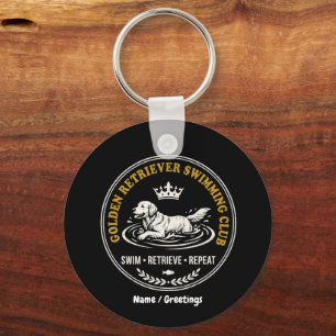 Chaveiro Clube de Natação de Golden Retriever Vintage Cacho