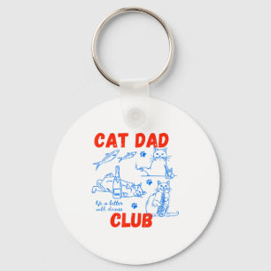 Chaveiro Clube de Pai de Gato Retro A Vida é Melhor Com Gat
