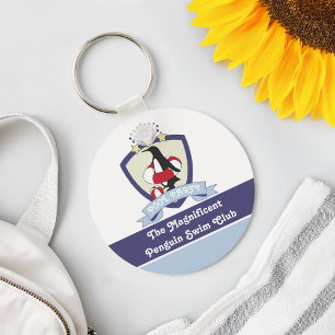 Chaveiro Clube Personalizado de Nadação Crest Cute Penguin