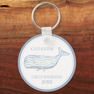 Chaveiro Coaster Watercolor Blue Whale Personalizado