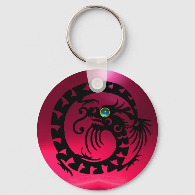 Chaveiro COBRA DRAGON,preto,aquamarino azul,rubi rosa verme (Frente)