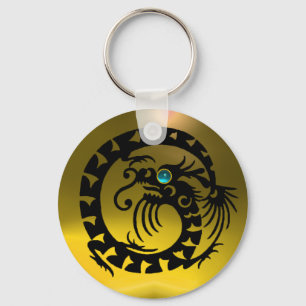 Chaveiro COBRA DRAGON,preto,aquamarino azul,topaz amarelo