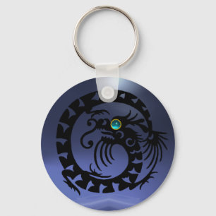 Chaveiro COBRA DRAGON,preto,azul-aquamarina,topaz