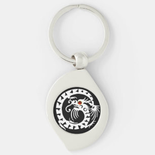 Chaveiro COBRA DRAGON, preto, branco, rubi vermelho